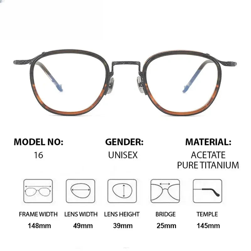 Unisex Square Full Rim Titanium Prescription Glasses 778416 — view 2 | Rx Spectacle