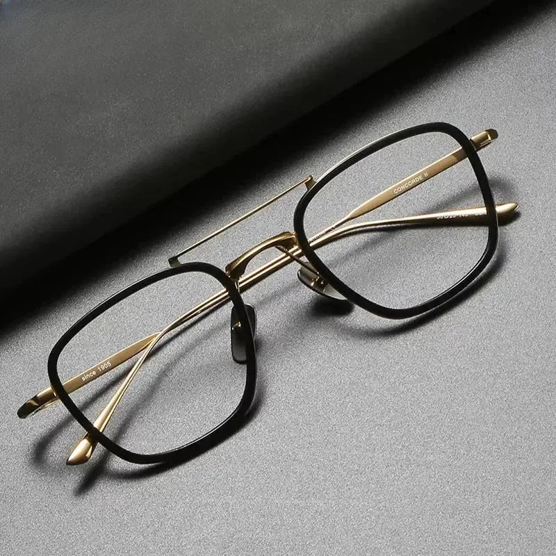Women's Square Full Rim Titanium Double Bridge Prescription Glasses 13523 — view 1 | Rx Spectacle