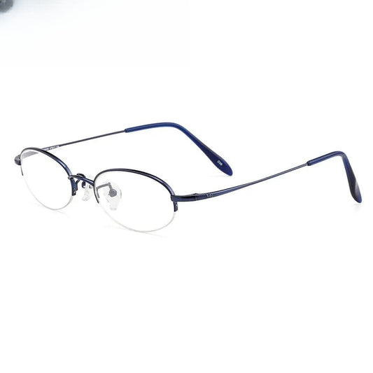 Women's Oval Semi-Rimless Titanium Prescription Glasses W8005 — view 1 | Rx Spectacle