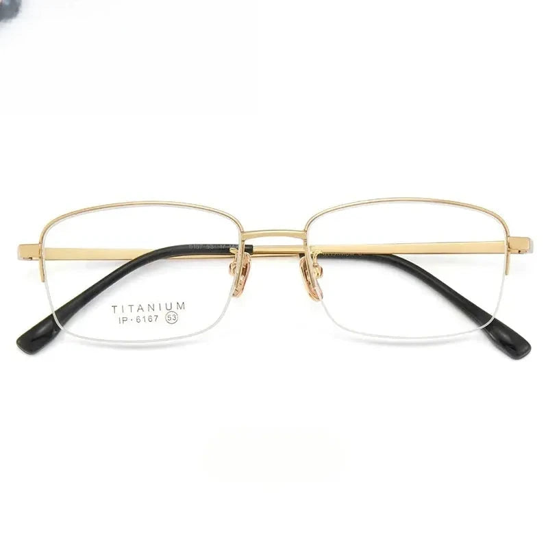 Unisex Square Semi-Rimless Titanium Prescription Glasses 966167 — view 4 | Rx Spectacle