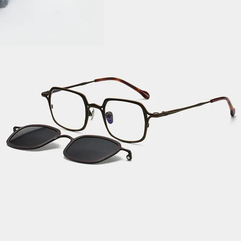 Unisex Square Full Rim Titanium Clip-On Prescription Glasses Gxyj1463 — view 4 | Rx Spectacle