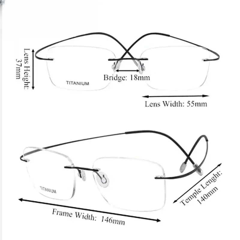 Unisex Polygon Rimless Titanium Prescription Glasses 816016 — view 2 | Rx Spectacle