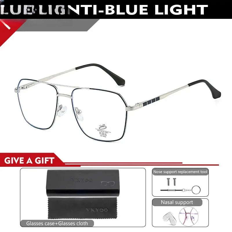 Women's Square Full Rim Alloy Double Bridge Reading Glasses 69084 — view 3 | Rx Spectacle