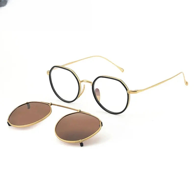 Women's Round Full Rim Titanium Clip-On Prescription Glasses 97310 — view 3 | Rx Spectacle