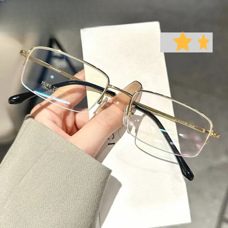 Men's Square Semi-Rimless Titanium Prescription Glasses 229012 — view 1 | Rx Spectacle
