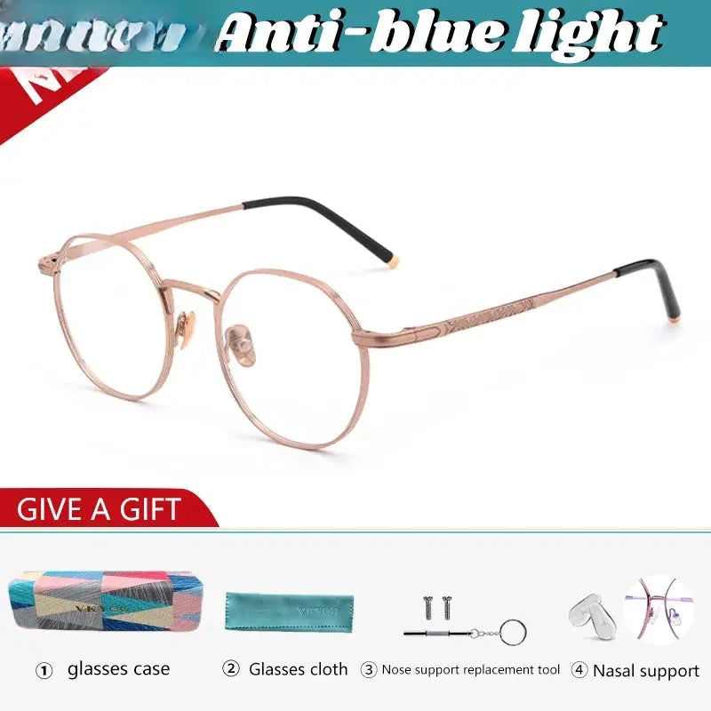 Women's Round Full Rim Titanium Flat Top Reading Glasses 69890 — view 4 | Rx Spectacle