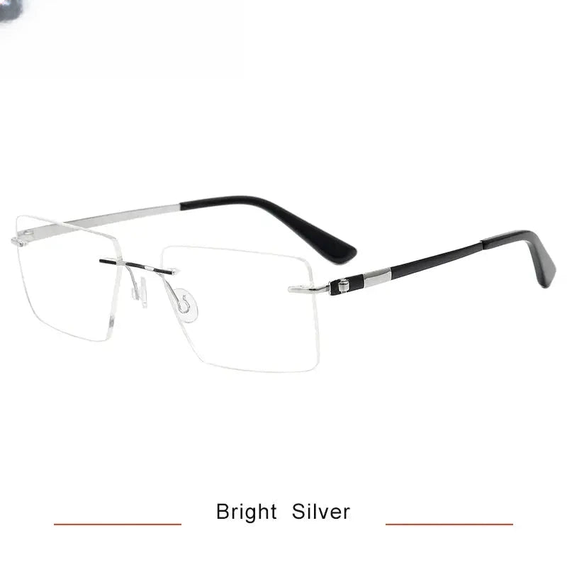 Unisex Square Rimless Titanium Screwless Prescription Glasses 95015 — view 3 | Rx Spectacle