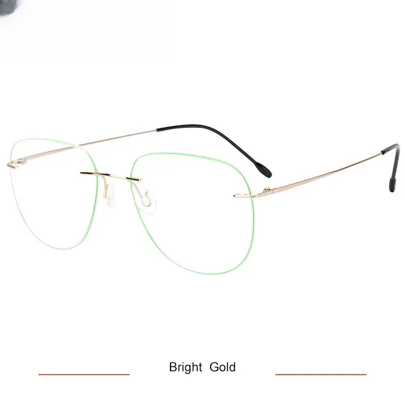 Unisex Oval Rimless Titanium Prescription Glasses Kr05 — view 7 | Rx Spectacle
