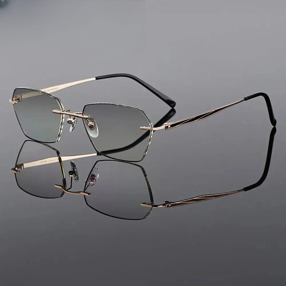 Women's Polygon Rimless Titanium Prescription Glasses 90250 — view 1 | Rx Spectacle