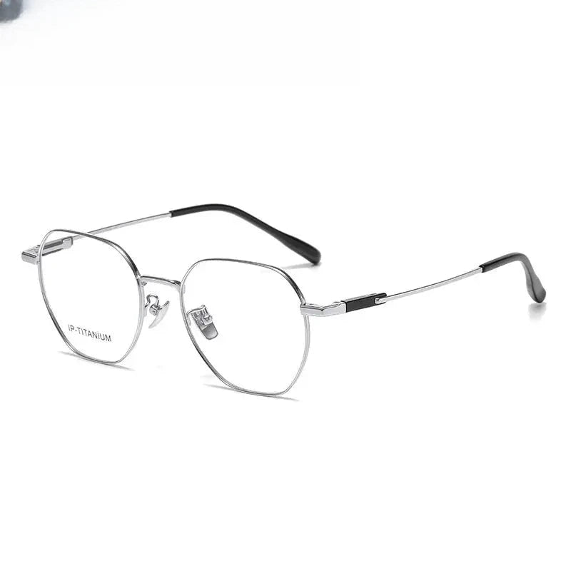 Unisex Polygon Full Rim Titanium Flat Top Prescription Glasses 61010 — view 7 | Rx Spectacle
