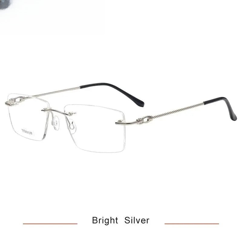 Unisex Square Rimless Titanium Prescription Glasses Kr8661 — view 2 | Rx Spectacle