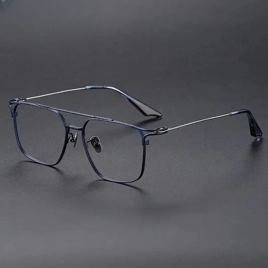 Unisex Square Full Rim Titanium Double Bridge Prescription Glasses 381000 — view 1 | Rx Spectacle