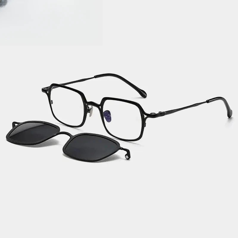 Unisex Square Full Rim Titanium Clip-On Prescription Glasses Gxyj1463 — view 6 | Rx Spectacle