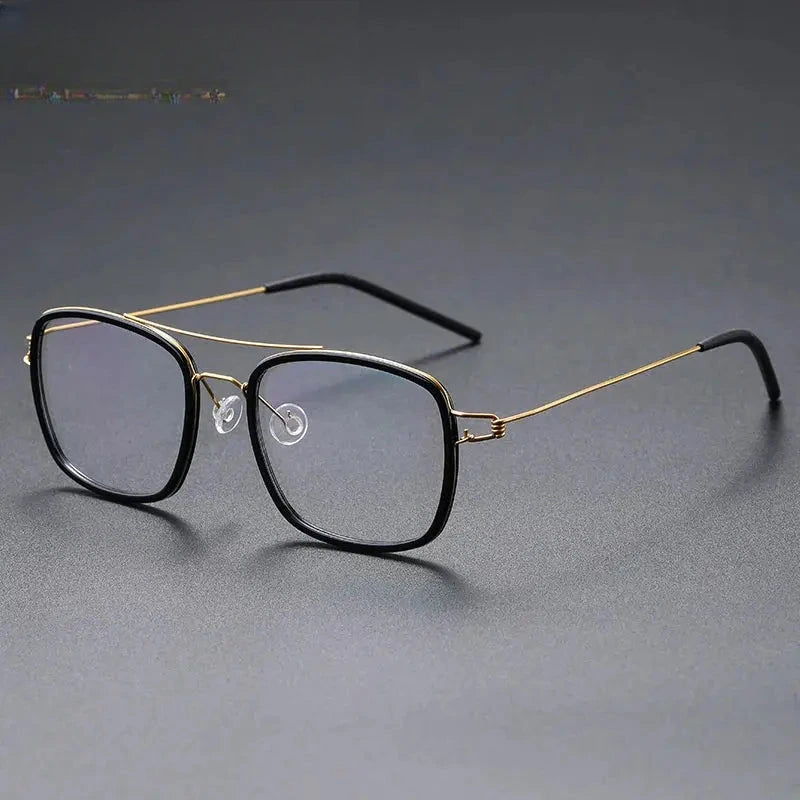 Unisex Square Full Rim Titanium Double Bridge Prescription Glasses 138185 — view 7 | Rx Spectacle