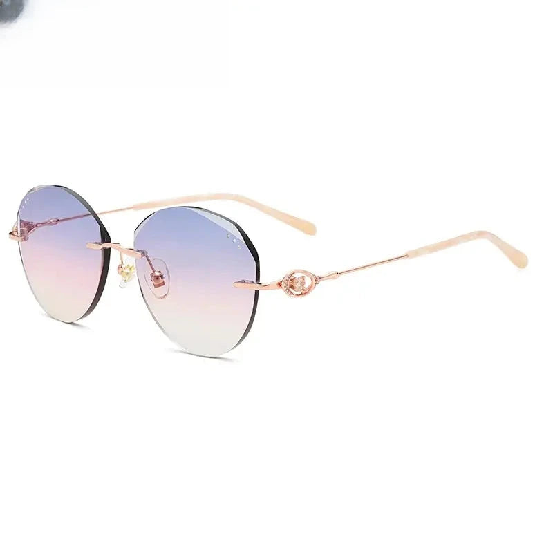 Women's Cat Eye Rimless Titanium Prescription Glasses 698170 — view 4 | Rx Spectacle