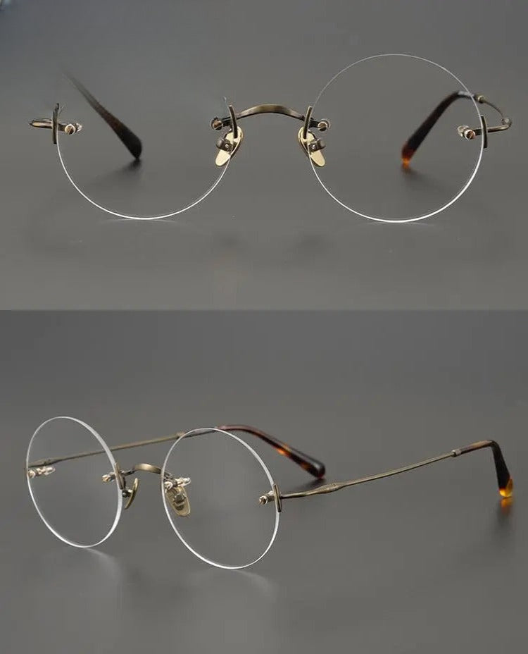 Unisex Round Rimless Titanium Prescription Glasses Gxyj647 — view 13 | Rx Spectacle