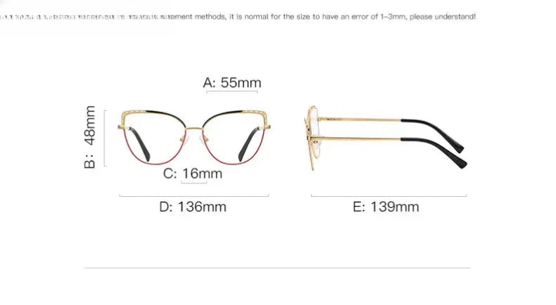 Women's Cat Eye Full Rim Alloy Reading Glasses Pfd3112 — view 10 | Rx Spectacle