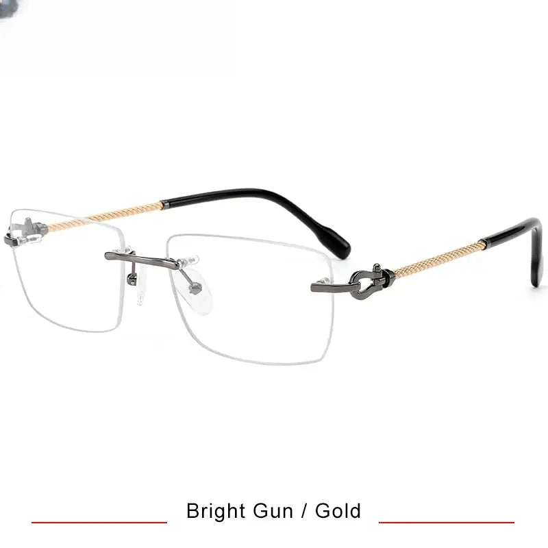 Men's Square Rimless Titanium Prescription Glasses 31682 — view 3 | Rx Spectacle