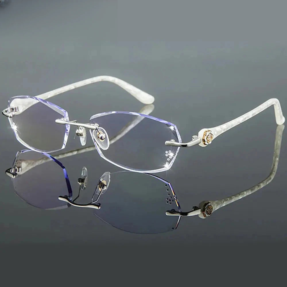 Women's Oval Rimless Titanium Prescription Glasses 58031 — view 1 | Rx Spectacle