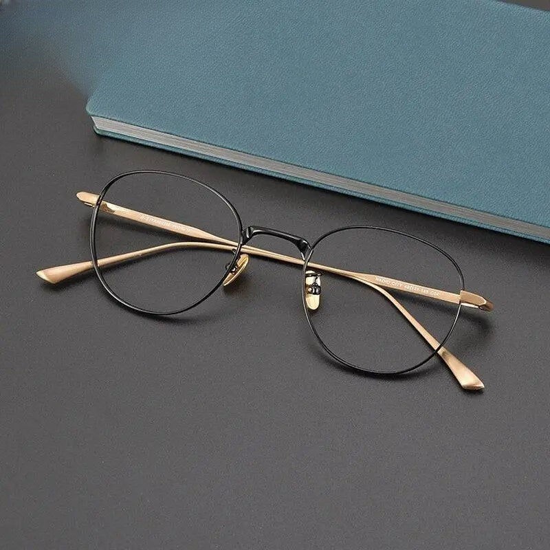 Unisex Round Full Rim Titanium Prescription Glasses Gxyj988 — view 8 | Rx Spectacle