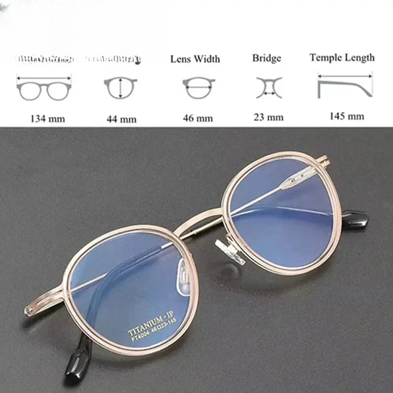 Women's Round Full Rim Titanium Prescription Glasses 404004 — view 2 | Rx Spectacle