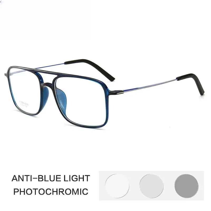 Women's Square Full Rim Titanium Double Bridge Reading Glasses G2235 — view 7 | Rx Spectacle