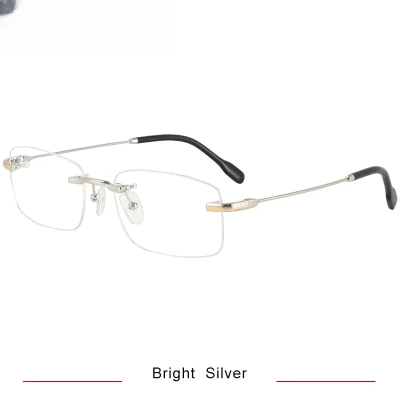 Unisex Square Rimless Titanium Prescription Glasses 350025 — view 4 | Rx Spectacle