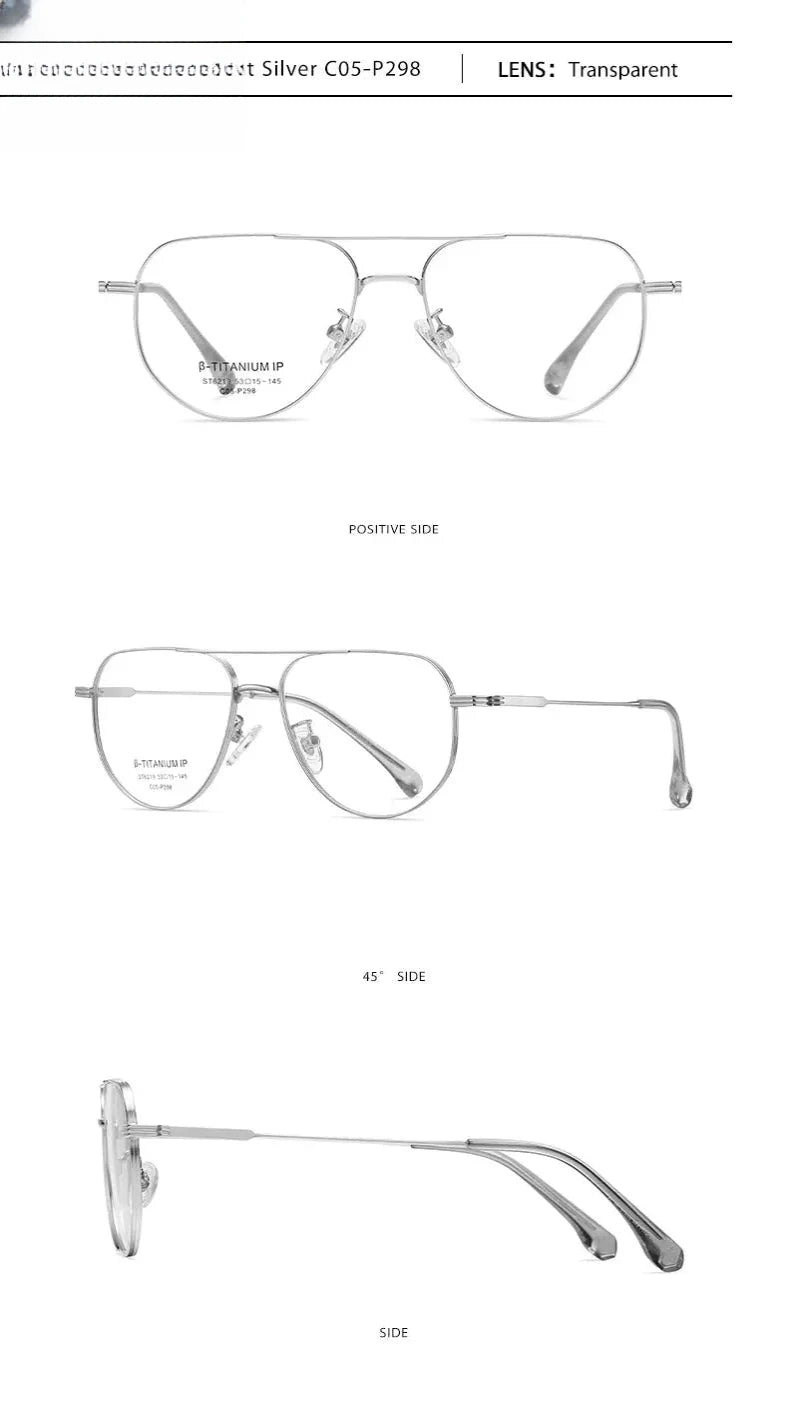 Men's Square Full Rim Titanium Double Bridge Reading Glasses St6219 — view 11 | Rx Spectacle