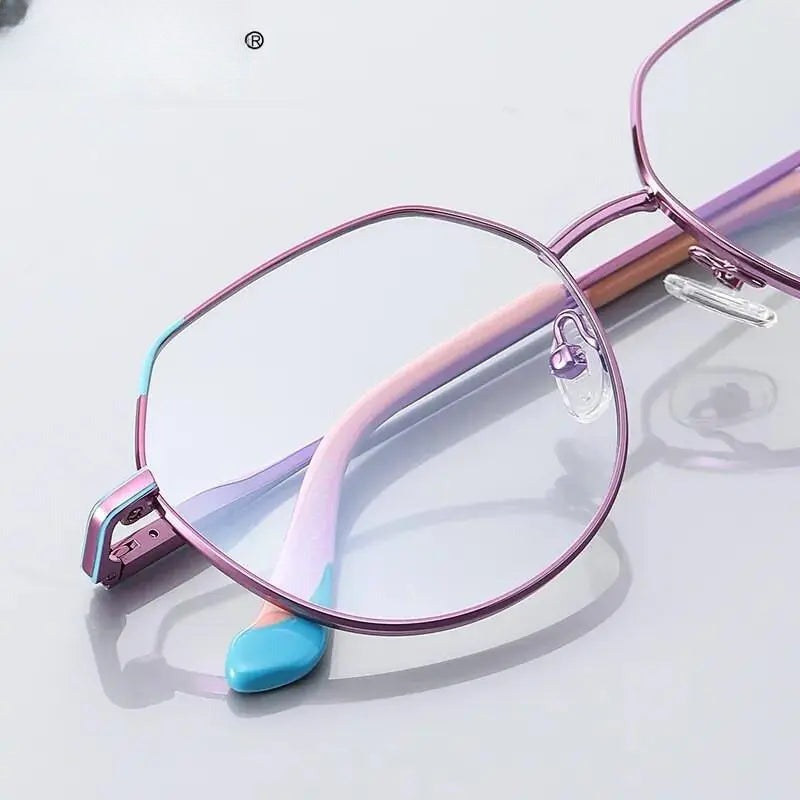 Women's Polygon Full Rim Stainless Steel Reading Glasses 3013 — view 2 | Rx Spectacle