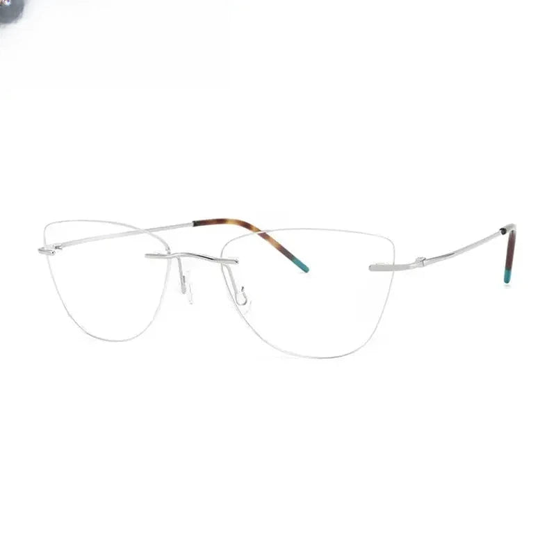 Women's Cat Eye Rimless Titanium Prescription Glasses 889016 — view 1 | Rx Spectacle