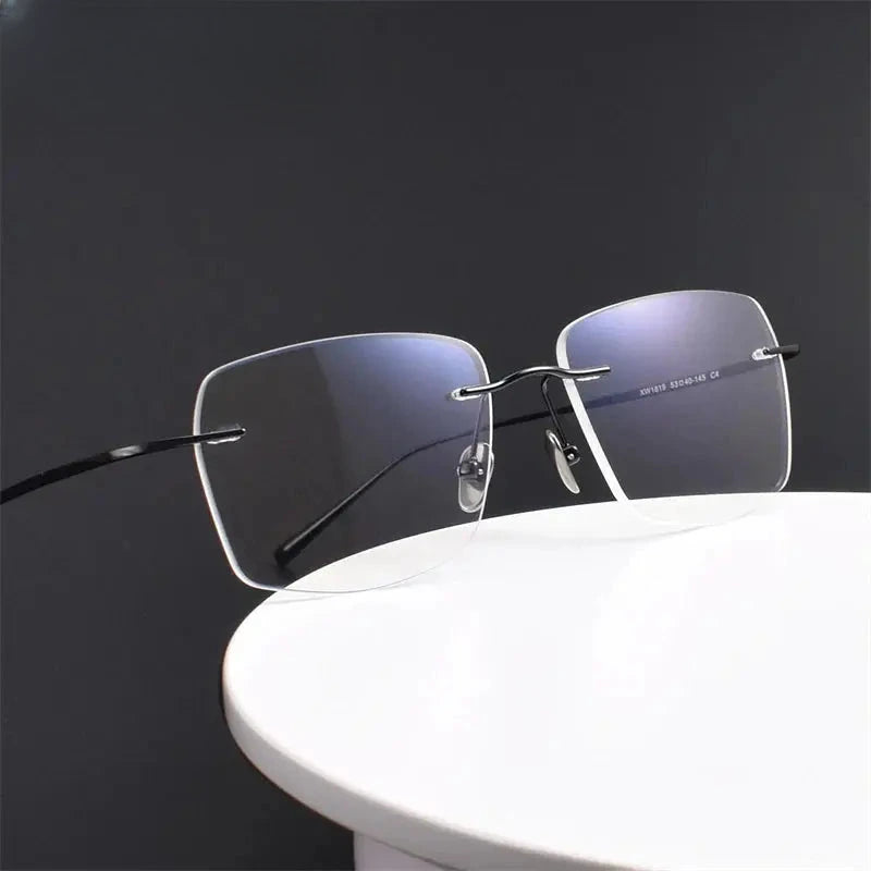 Women's Square Rimless Titanium Prescription Glasses 961819 — view 1 | Rx Spectacle