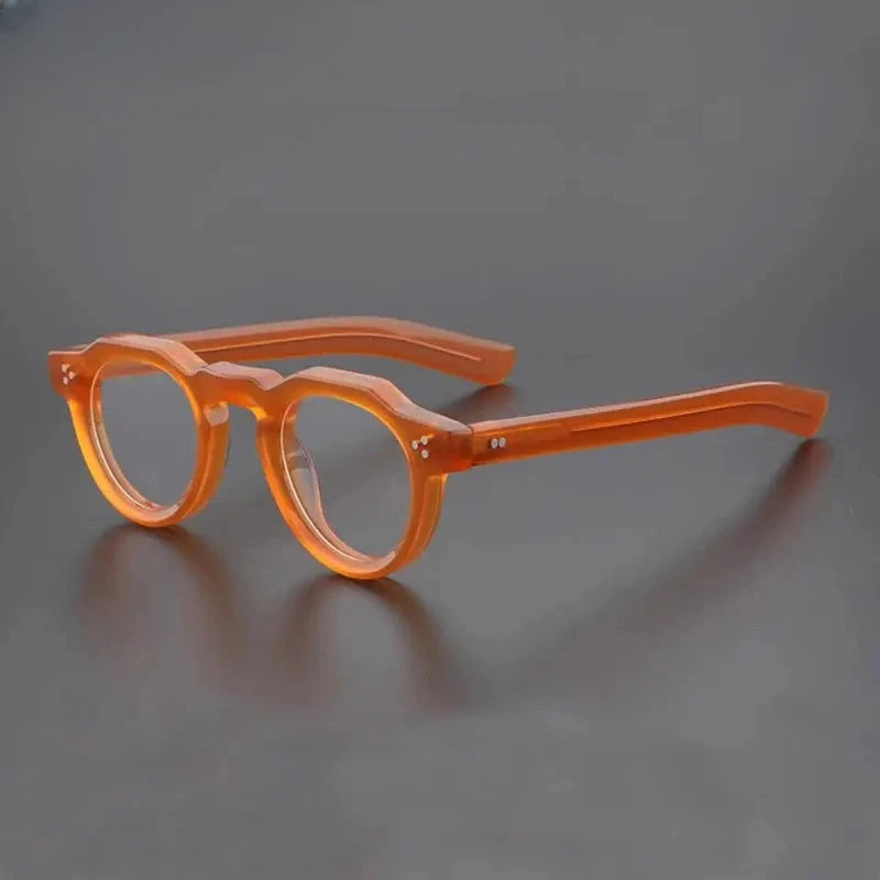 Unisex Round Full Rim Acetate Flat Top Prescription Glasses Y4341 — view 2 | Rx Spectacle
