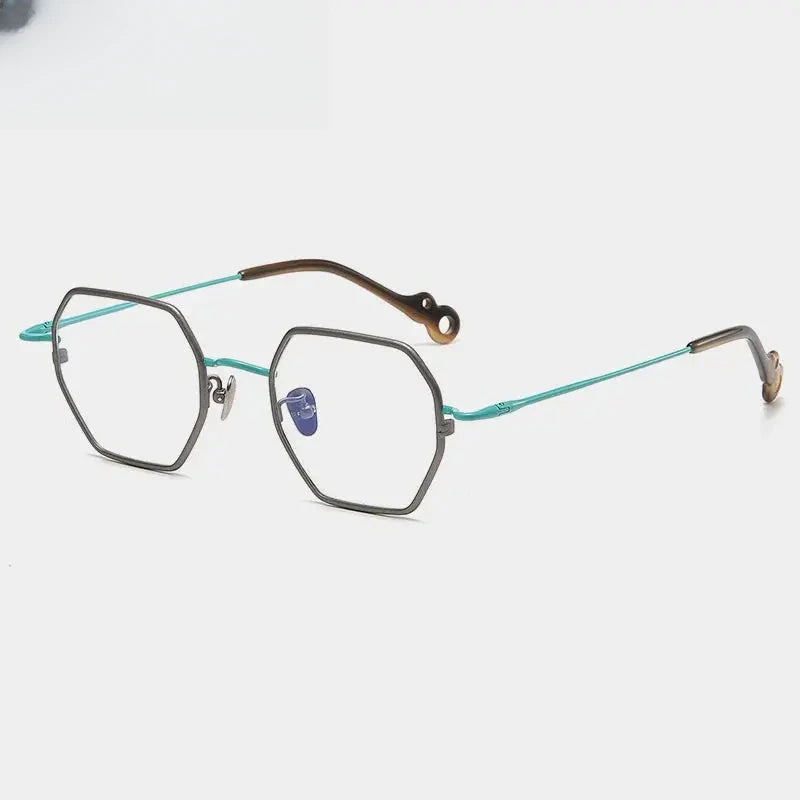 Unisex Square Full Rim Titanium Prescription Glasses 35961 — view 5 | Rx Spectacle