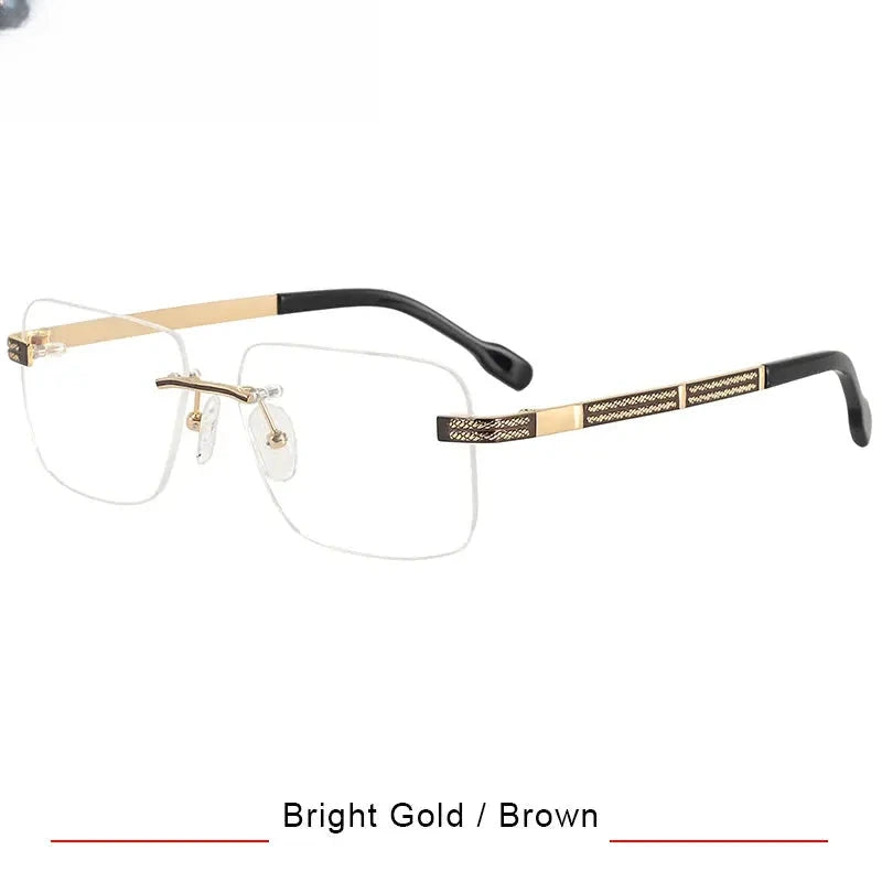 Women's Square Rimless Titanium Prescription Glasses 50120 — view 4 | Rx Spectacle