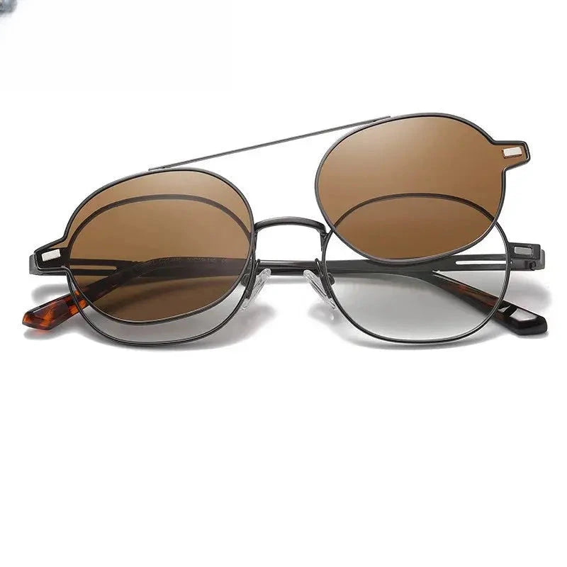 Unisex Oval Full Rim Alloy Clip-On Prescription Glasses 8802 — view 8 | Rx Spectacle