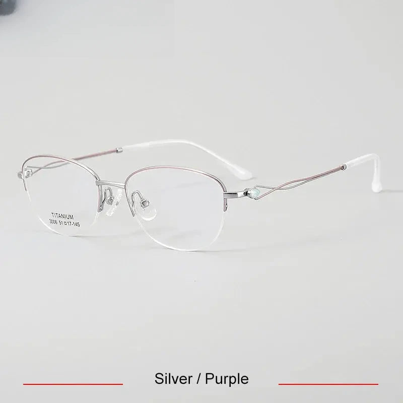 Women's Oval Semi-Rimless Titanium Prescription Glasses 33006 — view 5 | Rx Spectacle