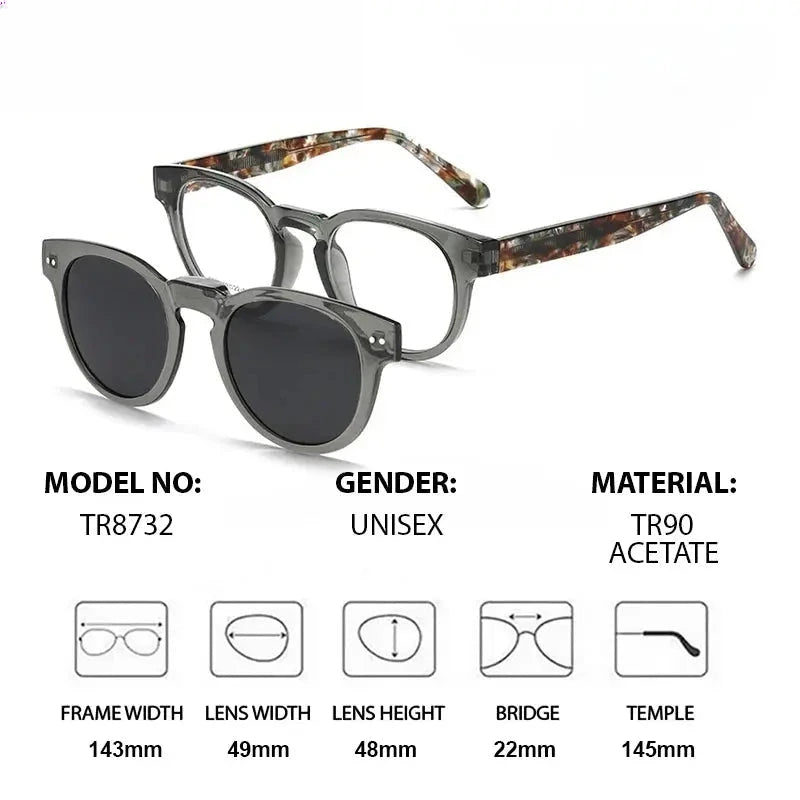 Women's Square Full Rim Acetate Clip-On Prescription Glasses 938732 — view 2 | Rx Spectacle