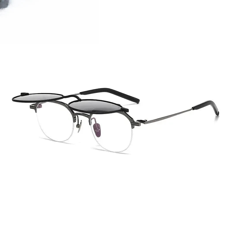 Square Full Rim Titanium Flat Top Prescription Glasses 724400 — view 6 | Rx Spectacle