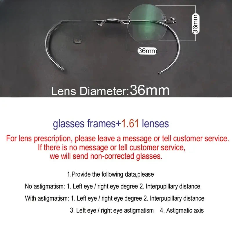 Unisex Round Rimless Stainless Steel Screwless Prescription Glasses 384042 — view 3 | Rx Spectacle