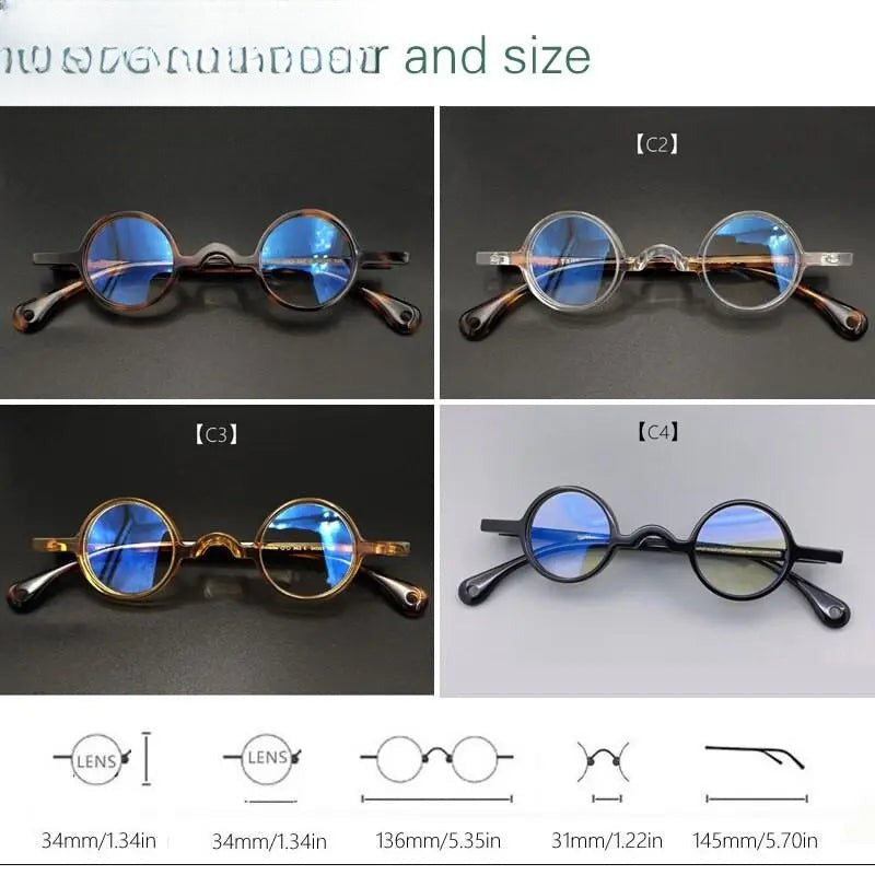 Unisex Round Full Rim Acetate Prescription Glasses 34mm — view 12 | Rx Spectacle