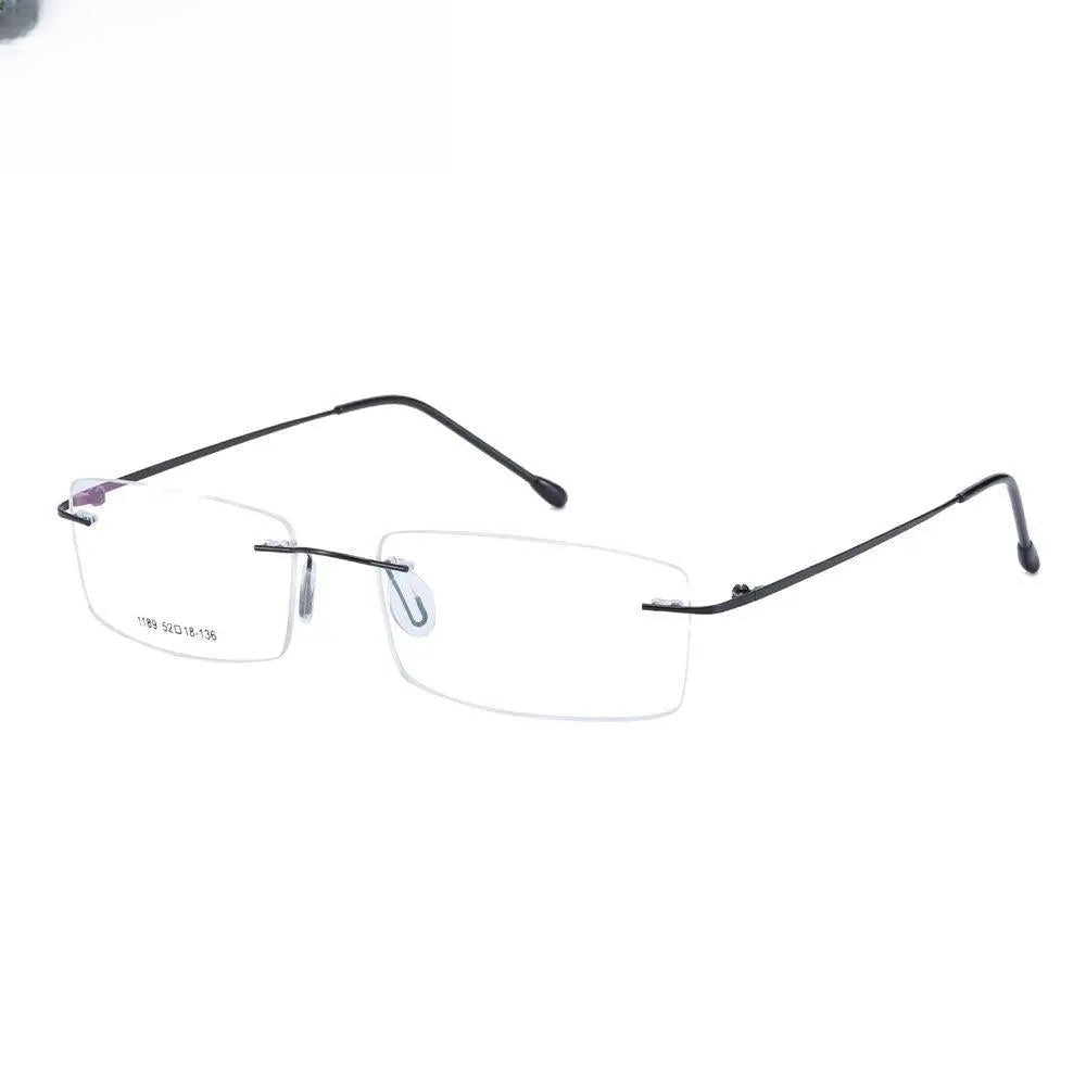 Unisex Rectangular Rimless Titanium Prescription Glasses 763 — view 10 | Rx Spectacle