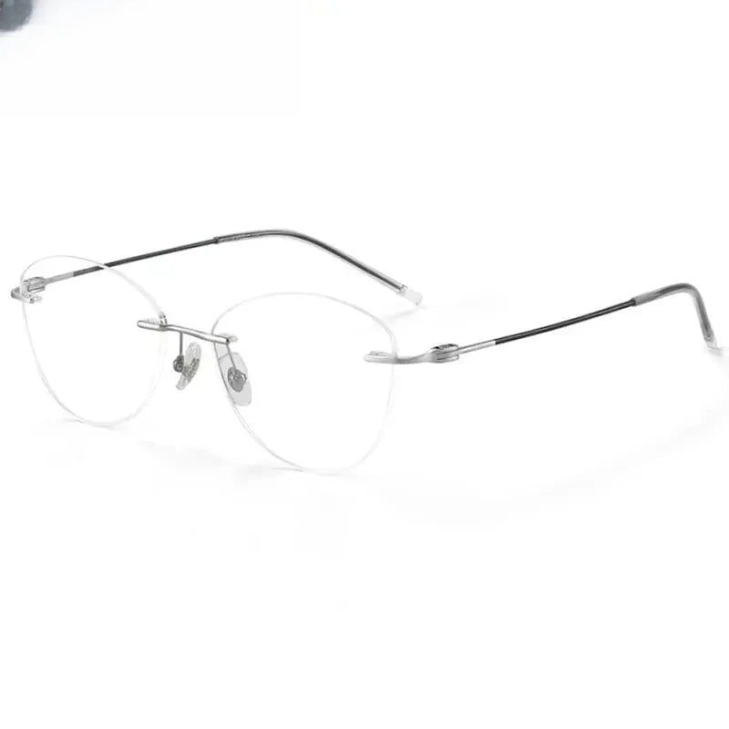 Women's Cat Eye Rimless Titanium Prescription Glasses 406076 — view 6 | Rx Spectacle