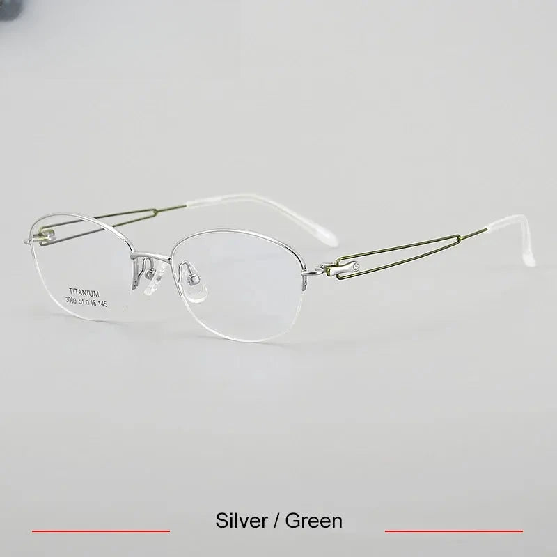 Women's Oval Semi-Rimless Titanium Prescription Glasses 33009 — view 4 | Rx Spectacle