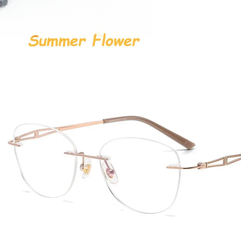 Women's Oval Rimless Titanium Prescription Glasses 60894 — view 2 | Rx Spectacle