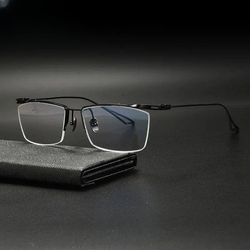 Unisex Square Semi-Rimless Titanium Prescription Glasses Gxyj936 — view 2 | Rx Spectacle