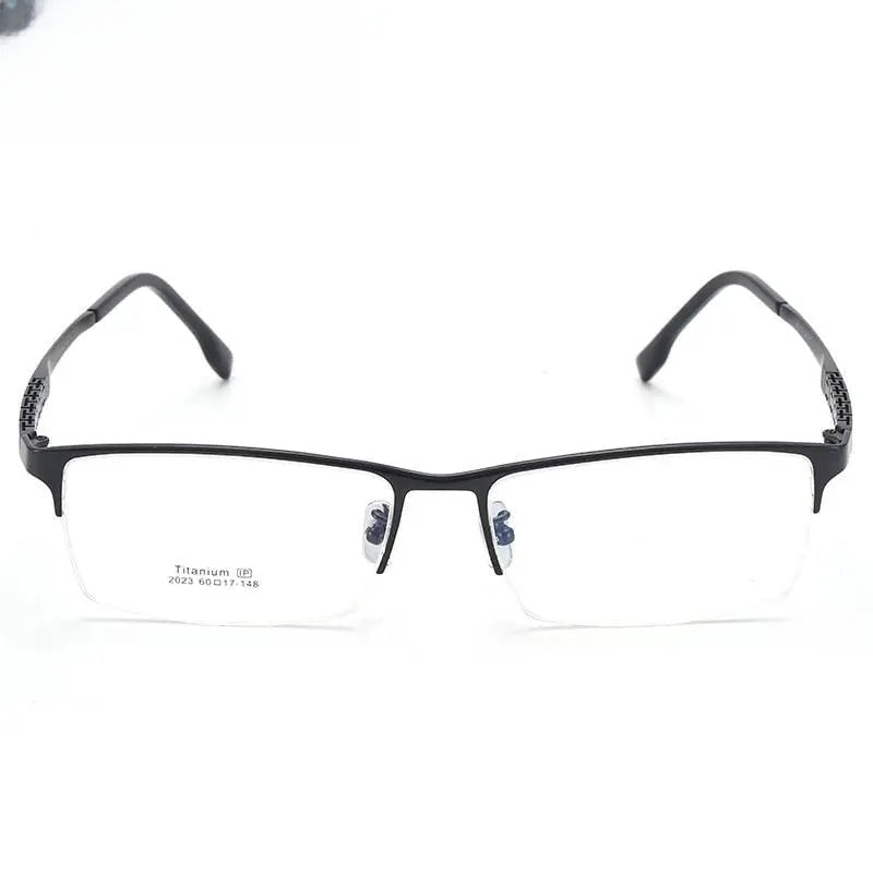 Men's Rectangular Semi-Rimless Titanium Prescription Glasses 2022 — view 8 | Rx Spectacle