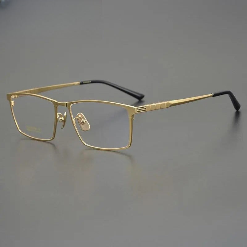 Men's Square Full Rim Titanium Prescription Glasses Dj066 — view 2 | Rx Spectacle