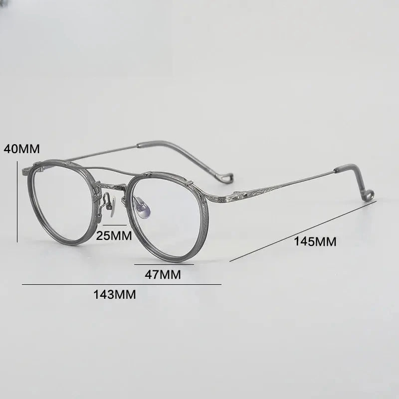 Unisex Oval Full Rim Titanium Double Bridge Prescription Glasses 574154 — view 2 | Rx Spectacle