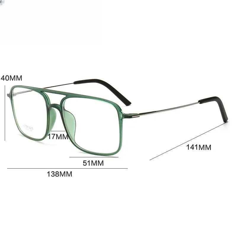 Women's Square Full Rim Titanium Double Bridge Reading Glasses G2235 — view 2 | Rx Spectacle