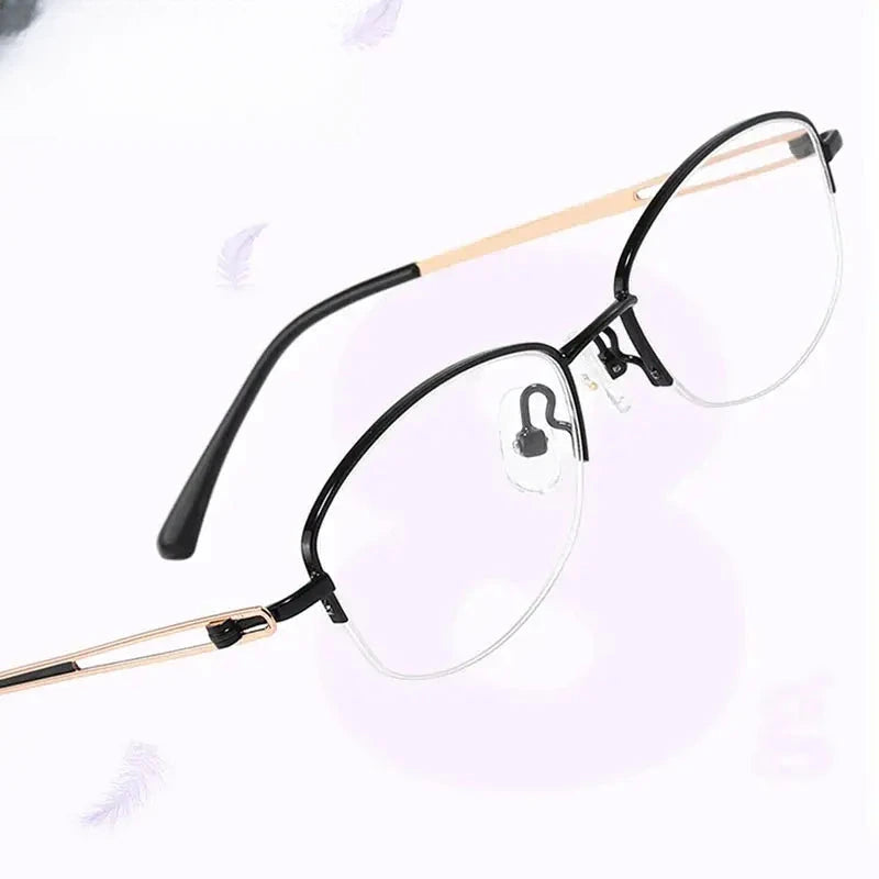 Women's Oval Semi-Rimless Titanium Prescription Glasses 19112 — view 5 | Rx Spectacle